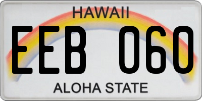 HI license plate EEB060