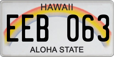 HI license plate EEB063