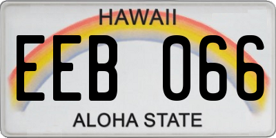 HI license plate EEB066