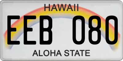 HI license plate EEB080