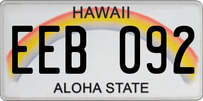 HI license plate EEB092
