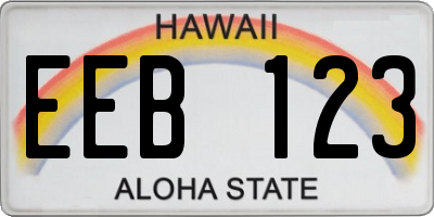 HI license plate EEB123