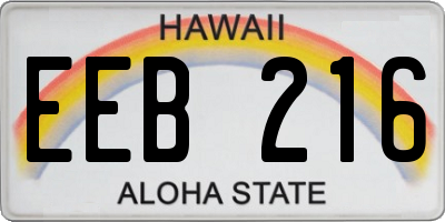 HI license plate EEB216