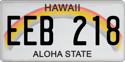HI license plate EEB218