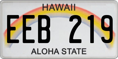 HI license plate EEB219