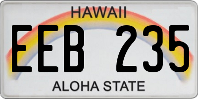 HI license plate EEB235