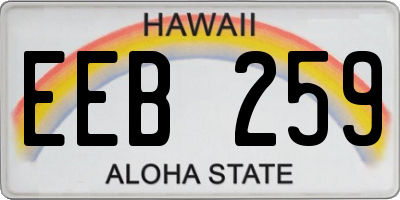 HI license plate EEB259