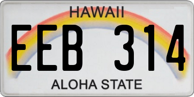 HI license plate EEB314
