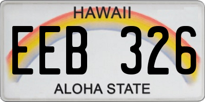 HI license plate EEB326
