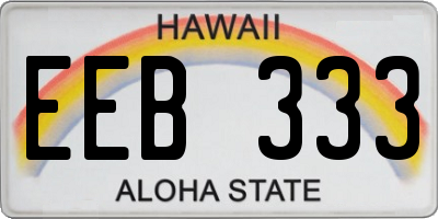 HI license plate EEB333