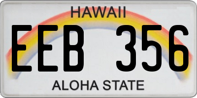 HI license plate EEB356