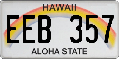 HI license plate EEB357