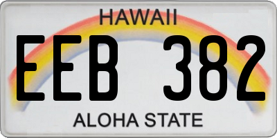 HI license plate EEB382
