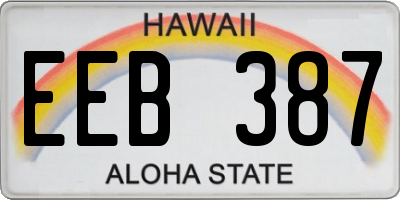 HI license plate EEB387