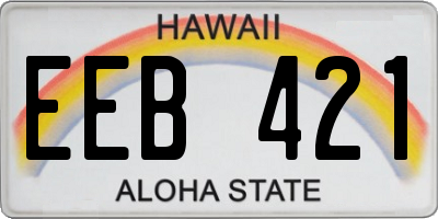 HI license plate EEB421