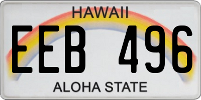 HI license plate EEB496