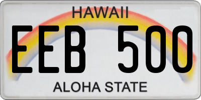 HI license plate EEB500