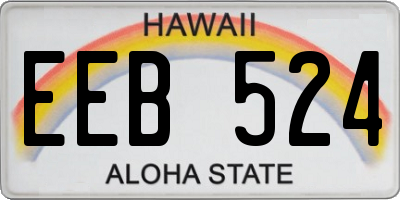 HI license plate EEB524
