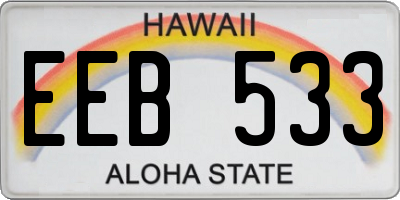 HI license plate EEB533