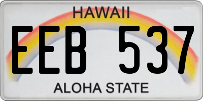 HI license plate EEB537