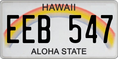 HI license plate EEB547
