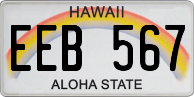 HI license plate EEB567