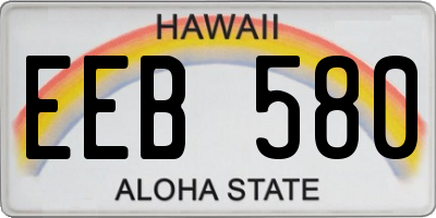 HI license plate EEB580