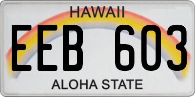 HI license plate EEB603