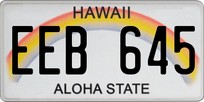 HI license plate EEB645