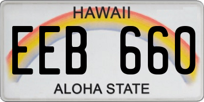 HI license plate EEB660
