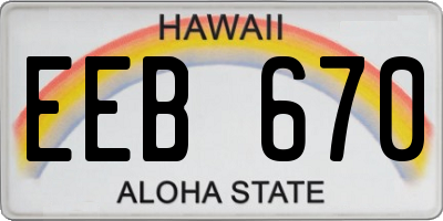 HI license plate EEB670
