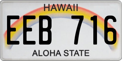HI license plate EEB716