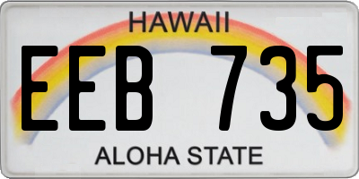 HI license plate EEB735