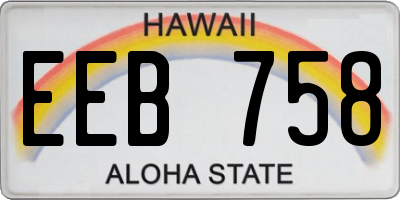 HI license plate EEB758