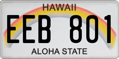 HI license plate EEB801