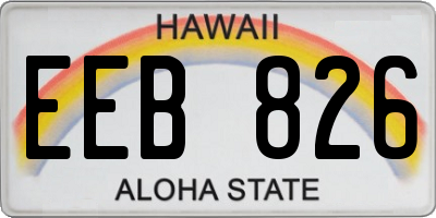 HI license plate EEB826