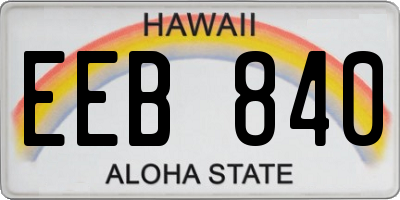HI license plate EEB840