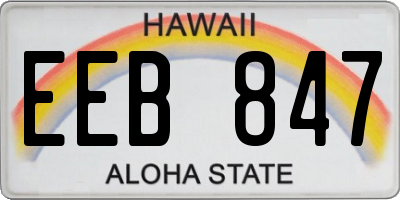 HI license plate EEB847