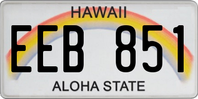 HI license plate EEB851