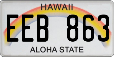 HI license plate EEB863