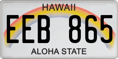 HI license plate EEB865