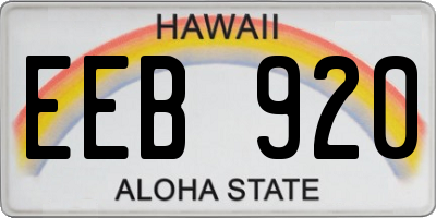 HI license plate EEB920