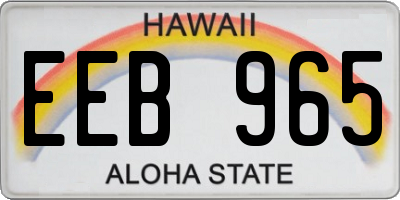 HI license plate EEB965