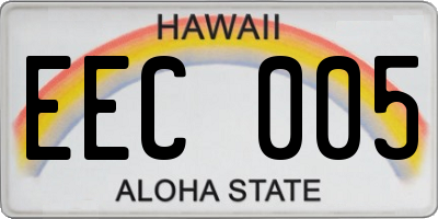 HI license plate EEC005