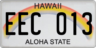 HI license plate EEC013