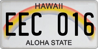 HI license plate EEC016