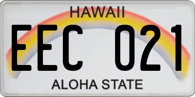 HI license plate EEC021