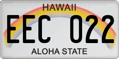 HI license plate EEC022