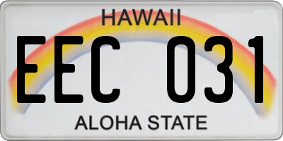 HI license plate EEC031