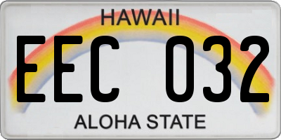 HI license plate EEC032